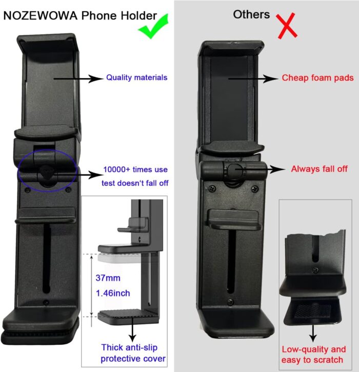 2 Pack Airplane Phone Holder Mount,NOZEWOWA 360 Degree Rotation Flight Mount Clip Portable Foldable Travel Essential for Flying Plane Tray Seat Back Voyage Gadget Women Men Toddler - Image 8