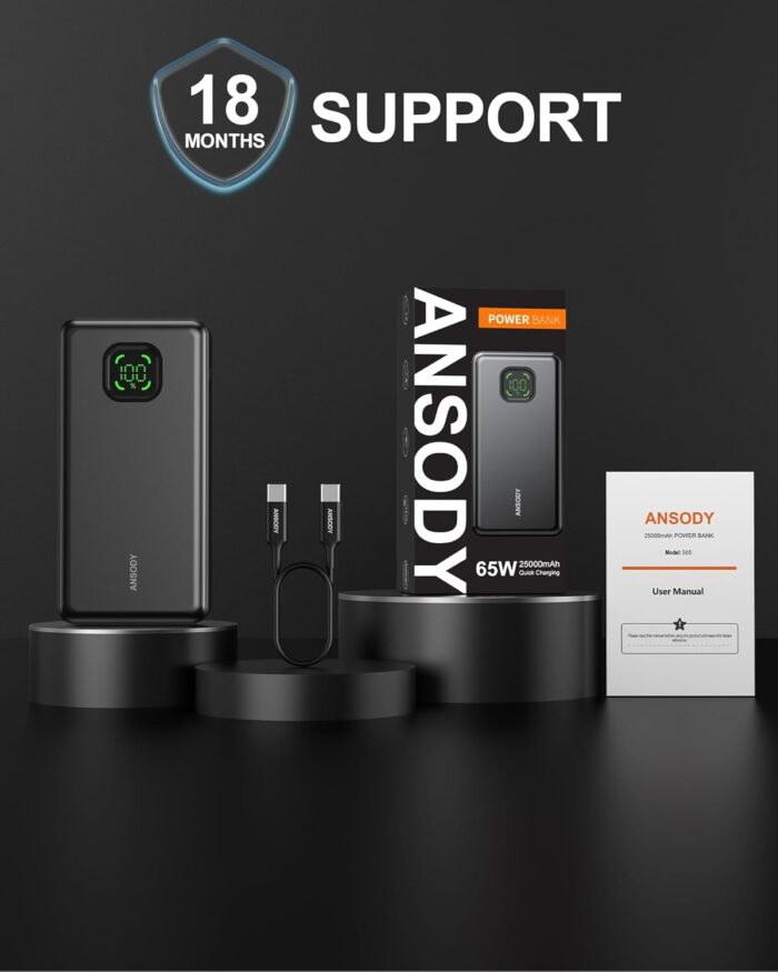 65W Power Bank, 25000mAh Travel Essential USB C Laptop Portable Charger, 100W Total Fast Charging Battery Pack for MacBook Dell XPS iPad Tablet Steam Deck iPhone 16/15 Series Samsung Switch and More - Image 9