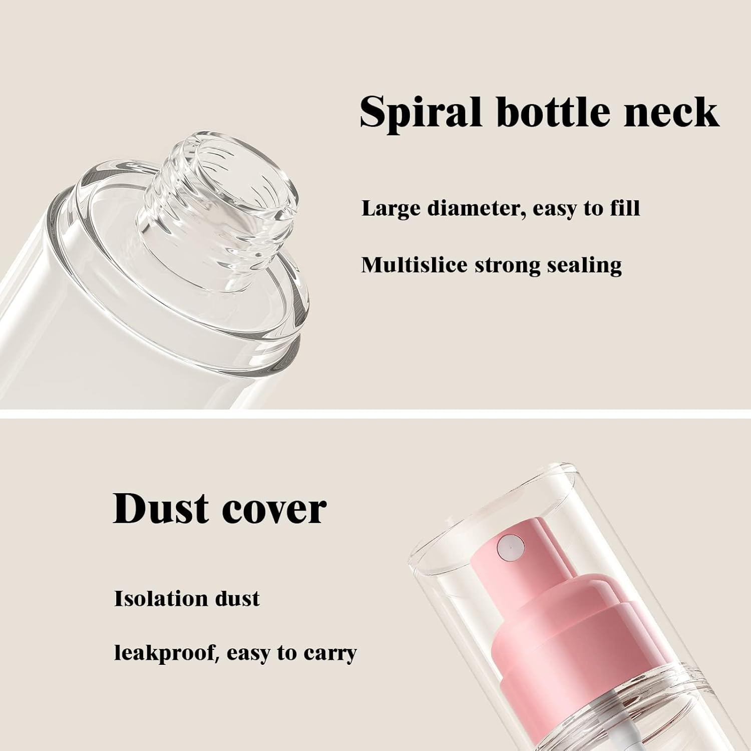 MHWL 5 Pcs TSA-Approved Travel Bottles Set - Airless Pump and Spray Bottles for Toiletries - 15/30/50ml Refillable Containers (Nordic color scheme) - Image 4