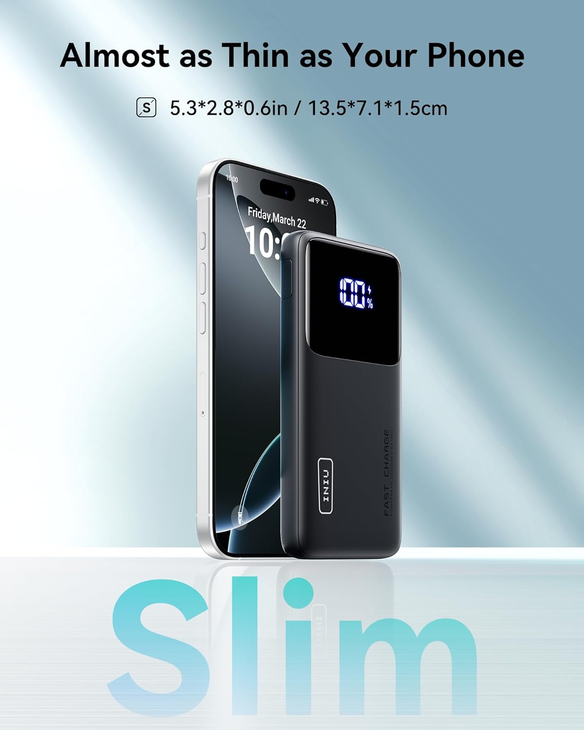 INIU Portable Charger, Slimmest Fast Charging 10000mAh USB C in/Out Power Bank, 22.5W PD3.0 QC4+ Battery Pack, Portable Phone Charger for iPhone 16 15 14 13 12 Pro Samsung S22 S21 Google AirPods iPad - Image 3