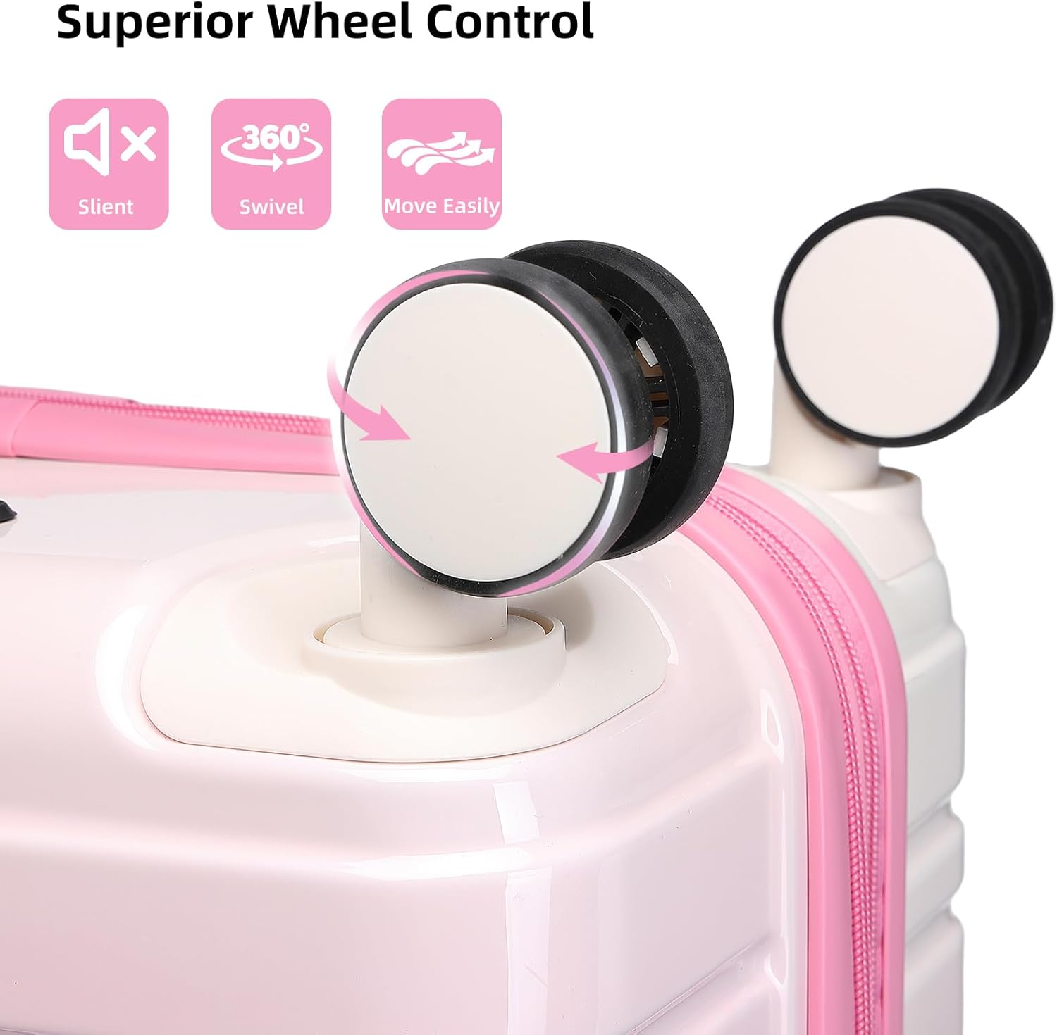 LARVENDER Luggage Sets 3 Piece, 20 Inch Carry on Luggage 22x14x9 Airline Approved Hardside PC+ABS Suitcase Set with Spinner Wheels TSA Lock, Lightweight Suitcase for Women, Peach Sparkling - Image 7