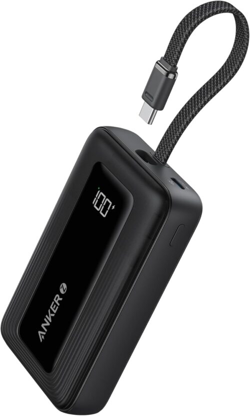 Anker Portable Charger, 10,000mAh 30W Power Bank, USB-C in and Out Fast Charging Battery Pack, Travel Essential Phone Power Bank, for iPhone 17/16/15/14/13/12, iPad, MacBook, Galaxy, Google, and More