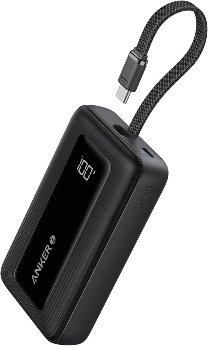 Anker Portable Charger, 10,000mAh 30W Power Bank, USB-C in and Out Fast Charging Battery Pack, Travel Essential Phone Power Bank, for iPhone 17/16/15/14/13/12, iPad, MacBook, Galaxy, Google, and More