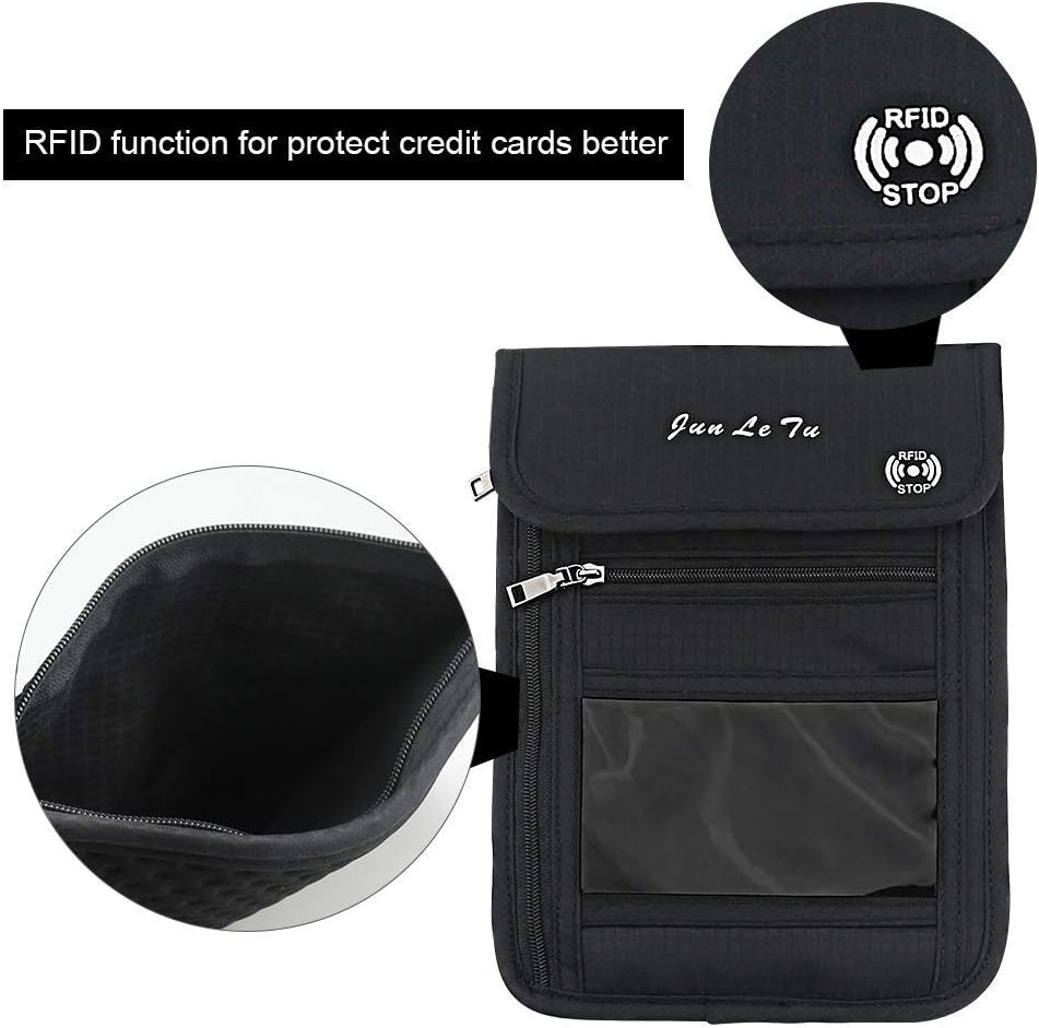 Number-One Neck Pouch Travel Wallet Passport Holder with RFID Blocking Waterproof Travel Security Bag for Your Money Credit Cards Cell Phones - Image 2