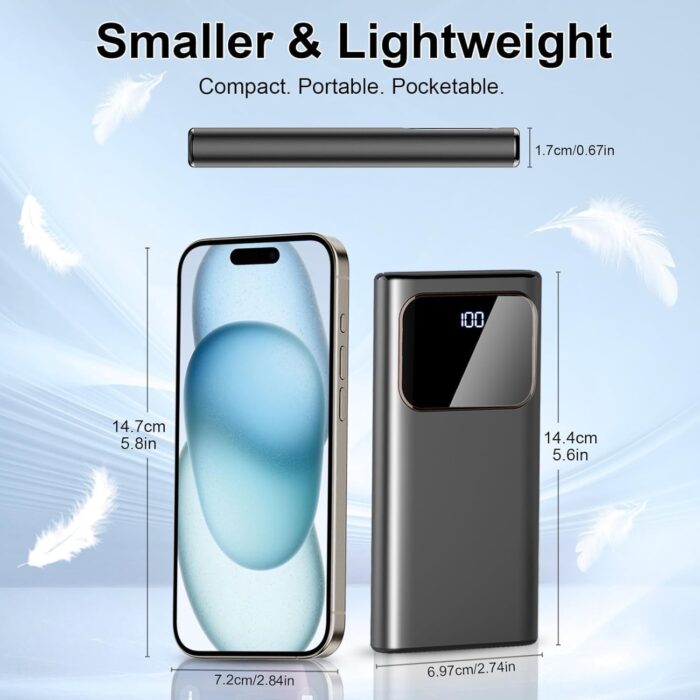 Power Bank, Portable Charger 10000mAh with PD 15w Fast Charging, 4 Outputs 3 Inputs with Built in TypeC, USBA Battery Pack, Compatible with iPhone 16 15 14 Pro Samsung S22 S21 Android Cell Phone etc - Image 4