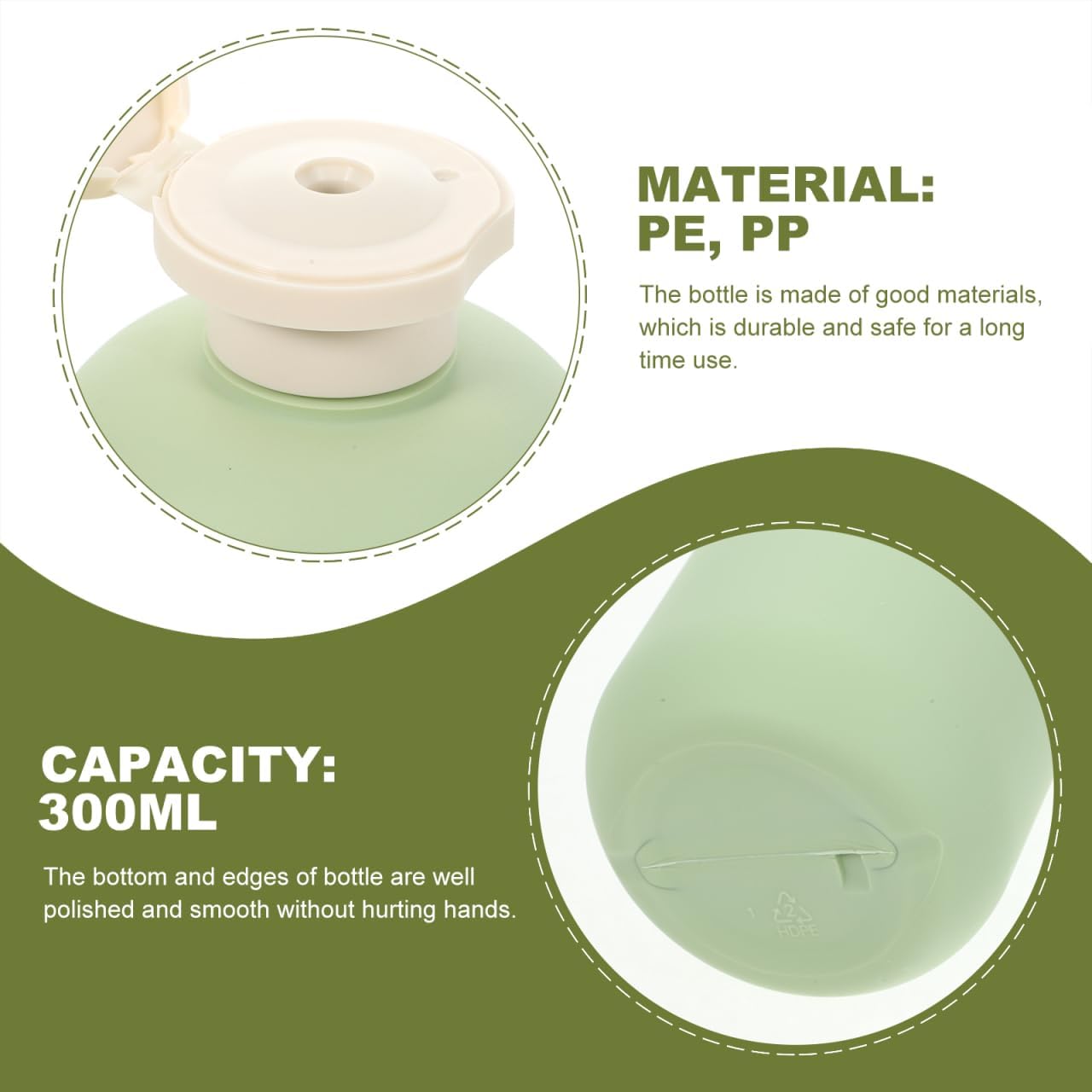 Kichvoe 300ML Refillable Shampoo Conditioner Bottle Squeeze Bottles with Flip Cap Green Shower Bottles Plastic Travel Bottles for Lotion-3PCS - Image 7