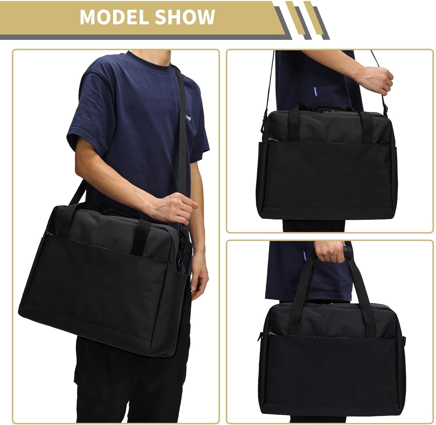 iFARADAY Carry on Duffle Bag for Travel - 16x7x12.5 Airline Approved Personal Item Travel Bag with Shoulder Strap for Men and Women (Black) - Image 5