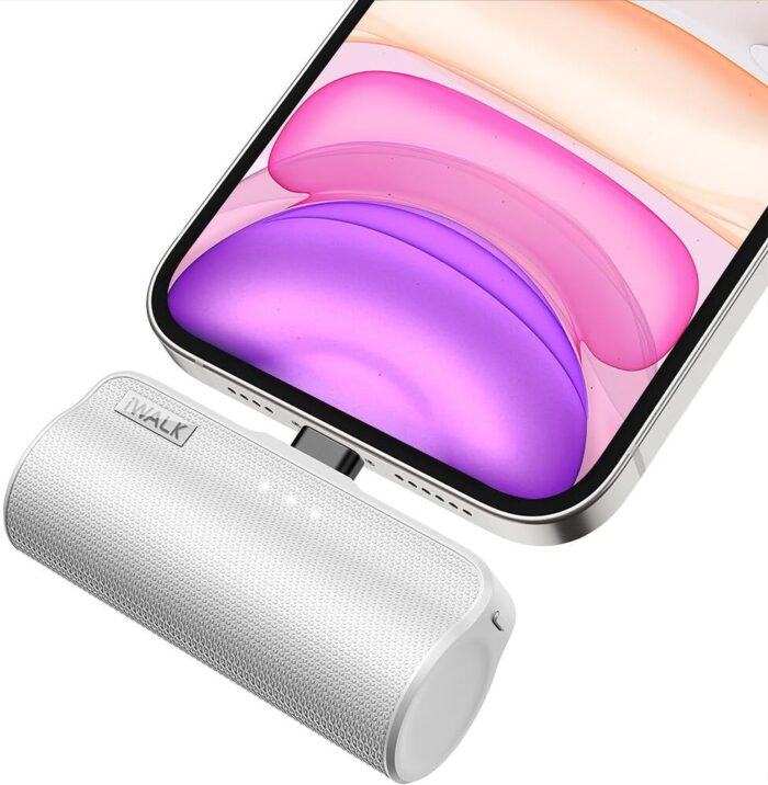 iWALK Mini Power Bank 3350mAh, Portable Phone Charger Compact Powerbank with Lightning Plug, External Battery Bank Compatible with iPhone 14/13/13Pro/12/12 Pro/SE/11/11 Pro/XS/XR/X/8/8 Plus/7/6/6S
