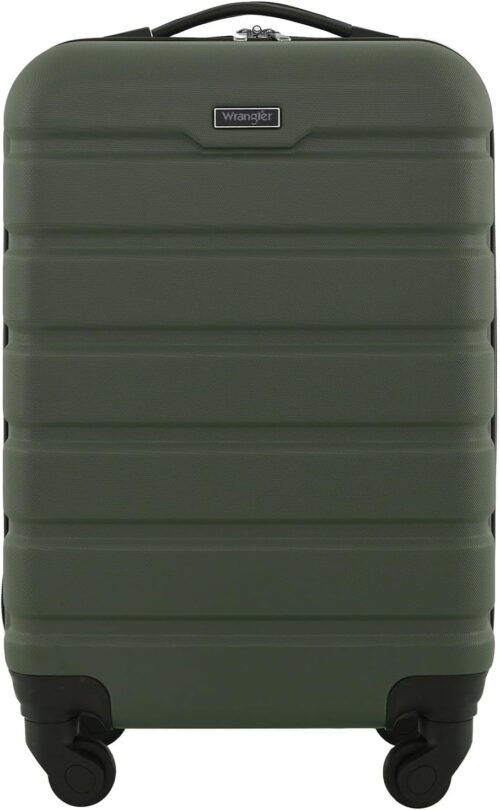 Wrangler Hardside Carry-on Spinner Luggage, Olive, Carry-On 20-Inch, Hardside Carry-on Spinner Luggage