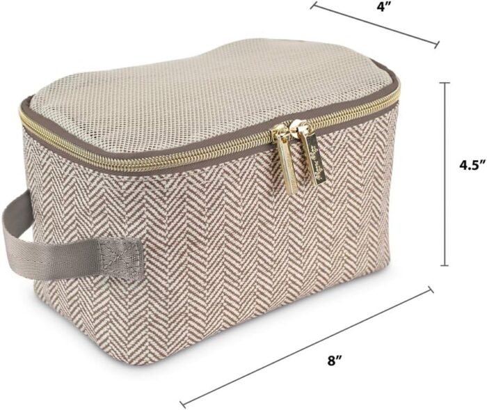 Itzy Ritzy Packing Cubes For Travel – Set of 3 Packing Cubes or Travel Organizers; Each Travel Cube Features a Mesh Top, Double Zippers and a Fabric Handle (Taupe) - Image 3
