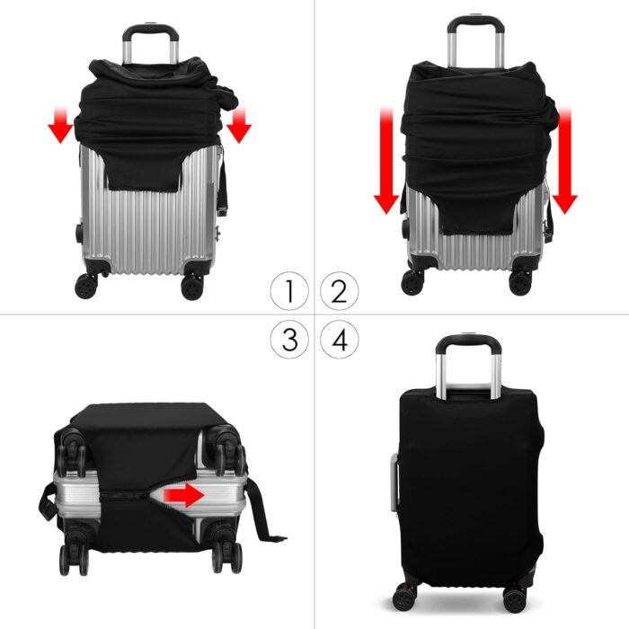 Adorila Travel Luggage Cover Protector, Washable Elastic Suitcase Cover, Luggage Protective Cover, Black, S - Image 5