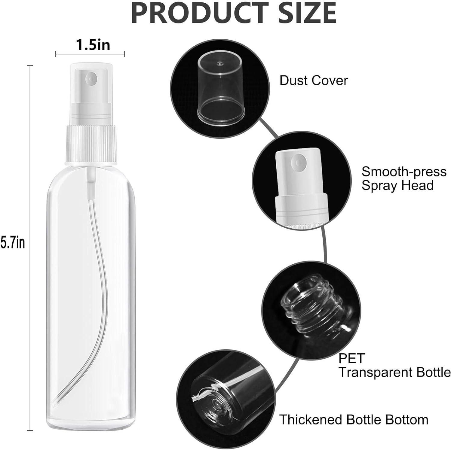 DTDNZKN 4 Pack 3.4 Oz (100ml) Small Spray Bottles, TSA Approved Travel Bottles for Toiletries with Labels - Fine Mist, Refillable, Reusable, Leak Proof - Image 2