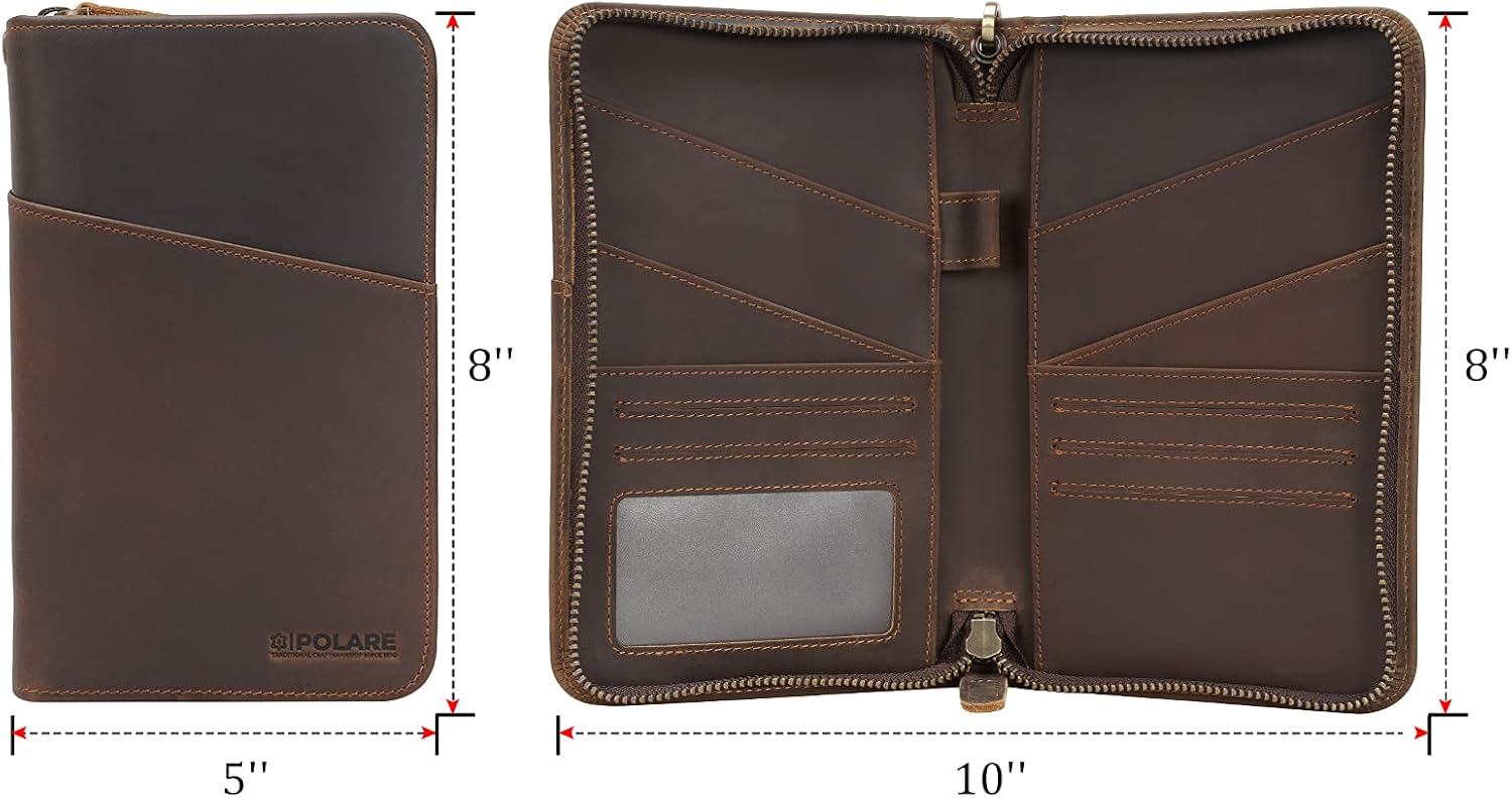 Polare Full Grain Leather Passport Holder Cover Case for Men and Women RFID Blocking Family Travel Wallet Holds 6 Passports (Dark Brown) - Image 9