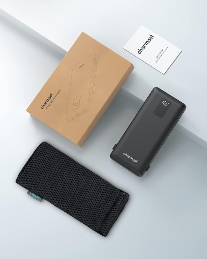 Charmast 10000mAh Portable Charger with Built-in Cables and AC Wall Plug,USB C Battery Pack Power Bank,5 Output 2 Input Battery Pack Compatible with iPhone 16/15/14/13/12,Andriod Series - Image 9