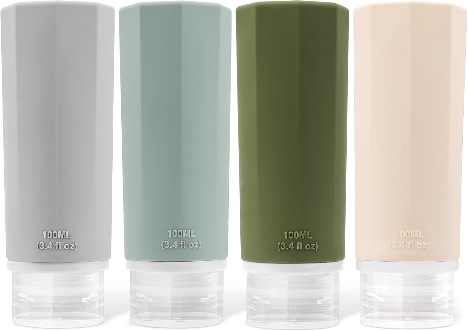 Opret 100ml Travel Bottles for Toiletries, 4 Pack 3.4oz Leak Proof Refillable Squeezable Travel Containers TSA Approved BPA Free Travel Size Bottles for Shampoos, Conditioner and Lotion