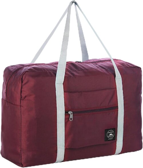 Foldable Travel Bag Luggage Storage for Sports Gym Water Resistant Nylon Canvas Duffel for Men, Women 32 Liter （Red）