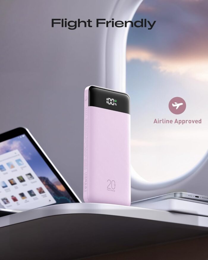20000mAh Power Bank Fast Charging, Portable Charger with 4 Built-in Cables & 6 Outputs, 20W PD USB C Battery Pack Travel Essential Compatible with iPhone 16/15 Galaxy Google LG iPad & More (Lilac) - Image 7