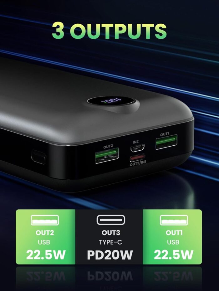 Power Bank Fast Charging 50000mAh 22.5W Portable Charger USB C Quick Charge with 3 Outputs & 2 Inputs LED Display Huge Capacity External Battery Pack for iPhone, Samsung, iPad etc - Image 4