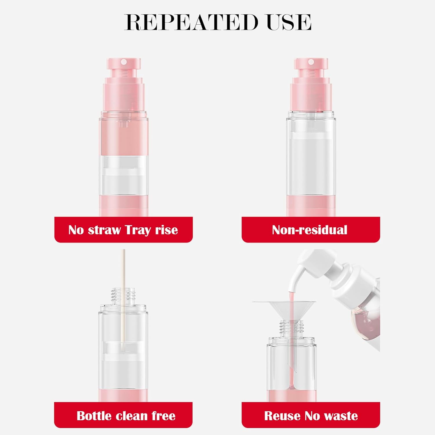 MHWL Travel Bottles and Travel Essentials Kit - 6 x 30ml Airless Pump Jars for Travel Size Toiletries, TSA Approved Leakproof Travel Containers, Ideal for Hand Sanitizer - Image 4