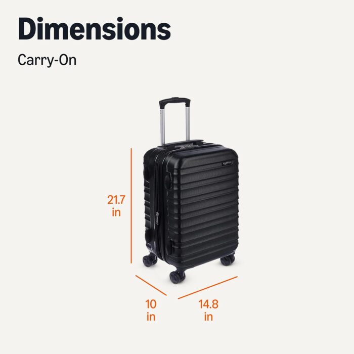 Amazon Basics 21-Inch Hardside Carry-On Luggage, Hardshell Suitcase With Wheels, Expandable For Up to 25% More Space, With Scratch-Resistant Surface, Four Multi-directional Wheels, Black - Image 6