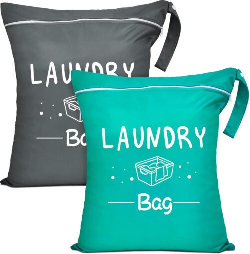 2 Pcs Large Travel Laundry Bag Waterproof Wet Dry Bag Washable Dirty Clothes Bag Bathing Suit Workout Bag for Gym Clothes Laundry Wet Clothes Swimming Yoga