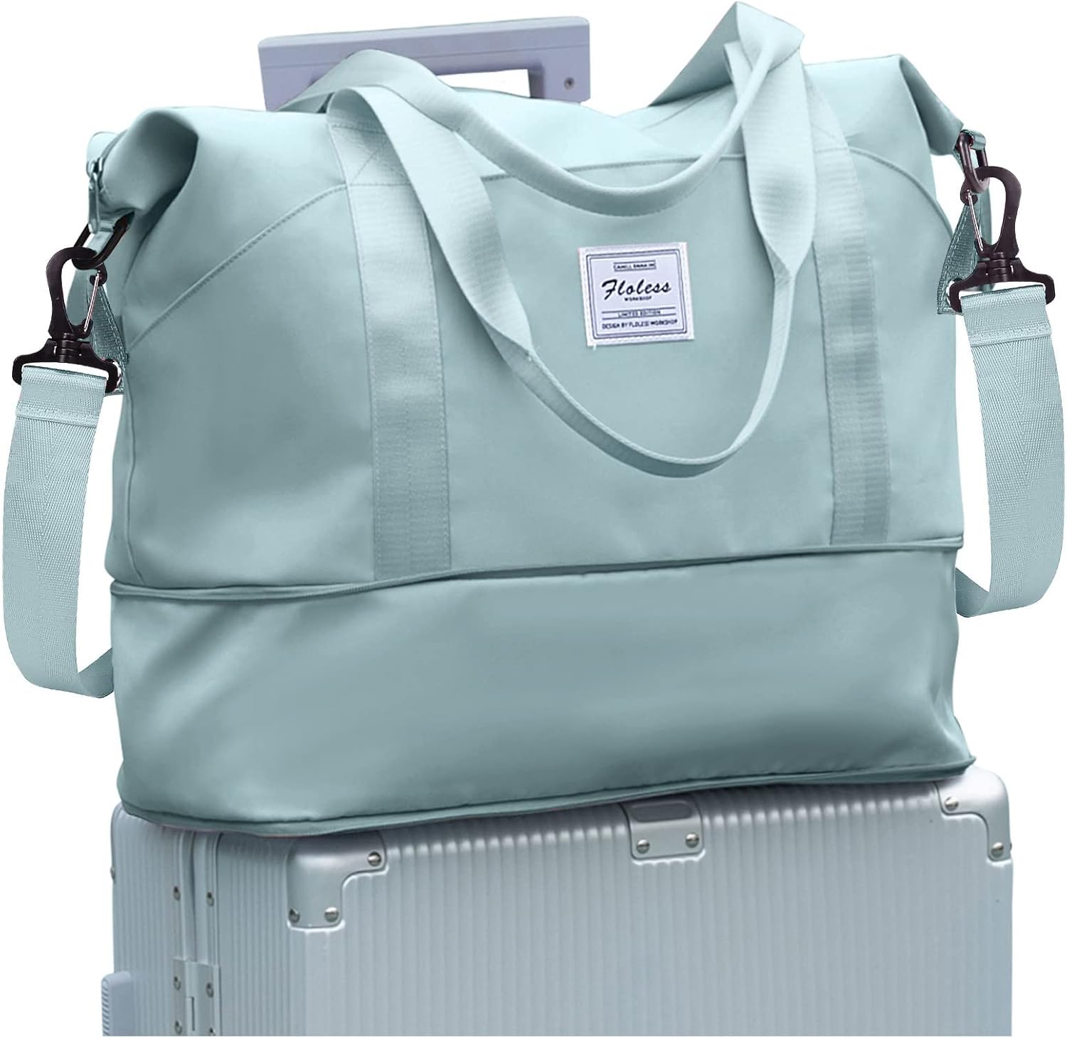 Travel Bag for Women with Wet Pocket,Capacity Expanadle Weekender Overnight Duffel Bag with Trolley Sleeve Gym Tote Bags Waterproof Large