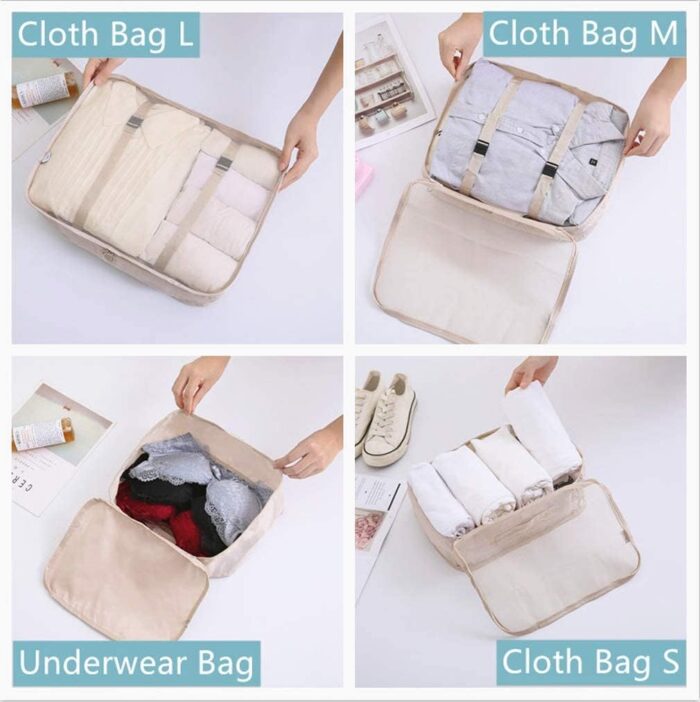 Voniry 9 Set Packing Cubes - Waterproof Mesh Travel Luggage Packing Organizer(Beige) - Image 3