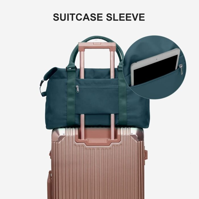 Sport Travel Duffle Bag Gym Tote Bag for Women Weekender Carry on Bags for Airplane Ladies Beach Overnight Waterproof Hospital Luggage Bag with Wet Pocket,A10-Peacock Blue - Image 6