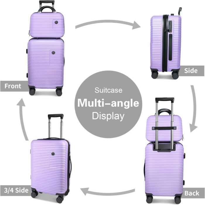 Carry On Luggage Set 2 Piece PC+ABS Hardside Suitcases with Spinner Wheels and TSA Lock for Travelling - Image 6