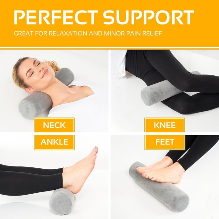 AllSett Health Cervical Neck Roll Memory Foam Pillow, Bolster Pillow, Round Neck Pillows Support for Sleeping | Bolster Pillow for Bed, Legs, Back and Yoga - Image 3