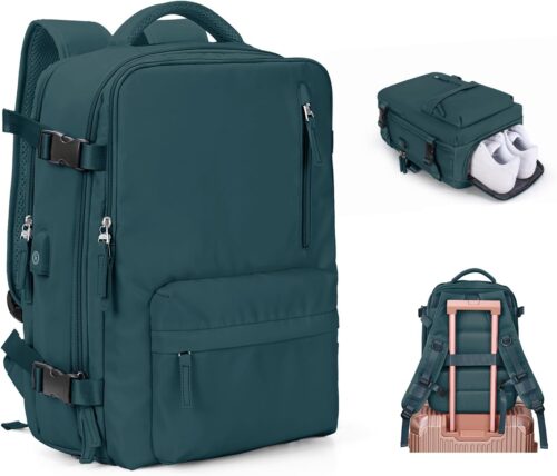 Cabin Bags for Travel, Underseat Carry on Hand Luggage Backpack for Women Airplane Approved Travel Backpack Personal Item Travel Bag 14 inch Laptop Backpack for Business Casual Work Peacock Blue