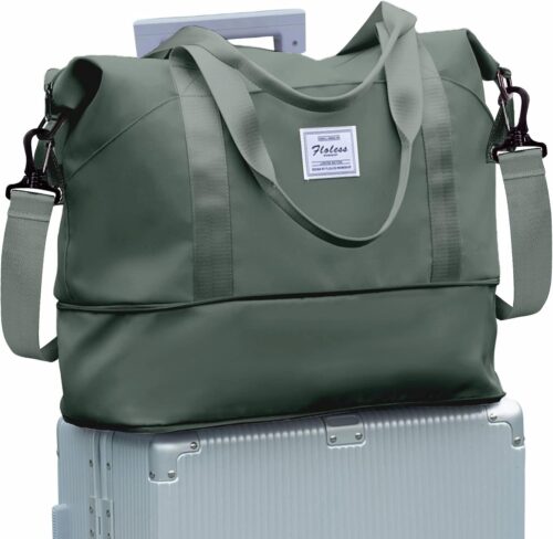 Women Travel Duffle Bag, Sport Gym Tote Bag for Women, Weekender Bag Carry on Bag, Beach Bag Overnight Bag Waterproof Luggage Bag Expandable