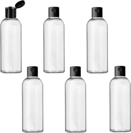 6 Pack 3.4oz Empty Plastic Travel Bottles, Clear Travel Bottles Set for Toiletries Leak Proof Squeezable Travel Size Containers Travel Essentials Accessories Squeeze Bottles (Black 100ml)