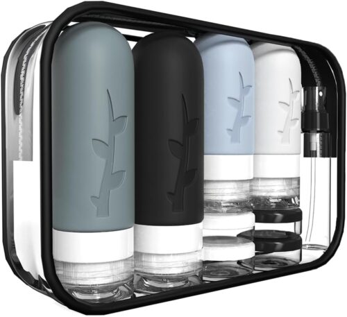 18 Pack Travel Bottles for Toiletries, TSA Approved Silicone Travel Size Toiletries, Leak-Proof Refillable Liquid Containers for Toiletries Travel Essentials