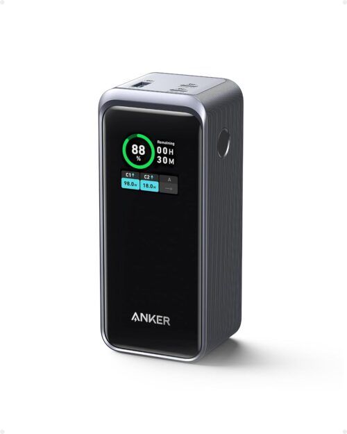 Anker Prime Power Bank, 20,000mAh 200W Portable Laptop Charger for Travel, TSA-Approved, Smart Digital Display, 2 USB-C and 1 USB-A Port, for iPhone 16/15/14 Series, Samsung, MacBook, and More