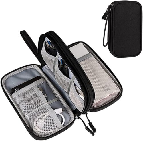 ZIHU Electronics Organizer Travel Accessories Storage Bag, Cable Organizer Bag Portable for Cables Charger Adapter Hard Drives SD Cards (Black)