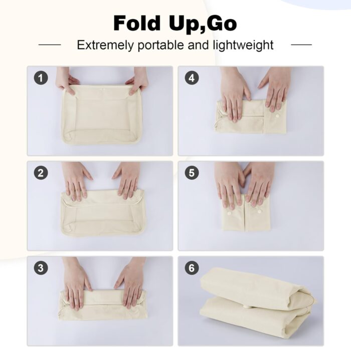 7 Set Packing Cubes Travel Organizer Set Fordable Compression Suitcase Packing Cubes Waterproof Luggage Organizer with Shoe Bag & Laundry Bag,Beiges - Image 6