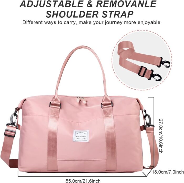 Sports Travel Duffle Bag,Weekender Bag Overnight Bag for Women,Waterproof Sport Gym Bag,Hospital Bag with Shoulder Strap - Image 4