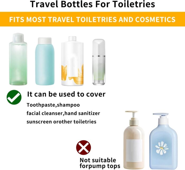 Silicone Bottle Covers, 10 Pack Leak-Proof Travel Sleeves for Toiletries, Travel Essentials for Women and Men - Image 3