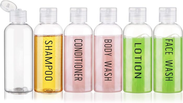 Wowang Travel Bottles for Toiletries 6 Pack 3.4oz TSA Approved Travel Size Containers Leak Proof Travel Shampoo Bottles Squeezable Empty Plastic Toiletry Bottle Small Travel Essentials(Clear)