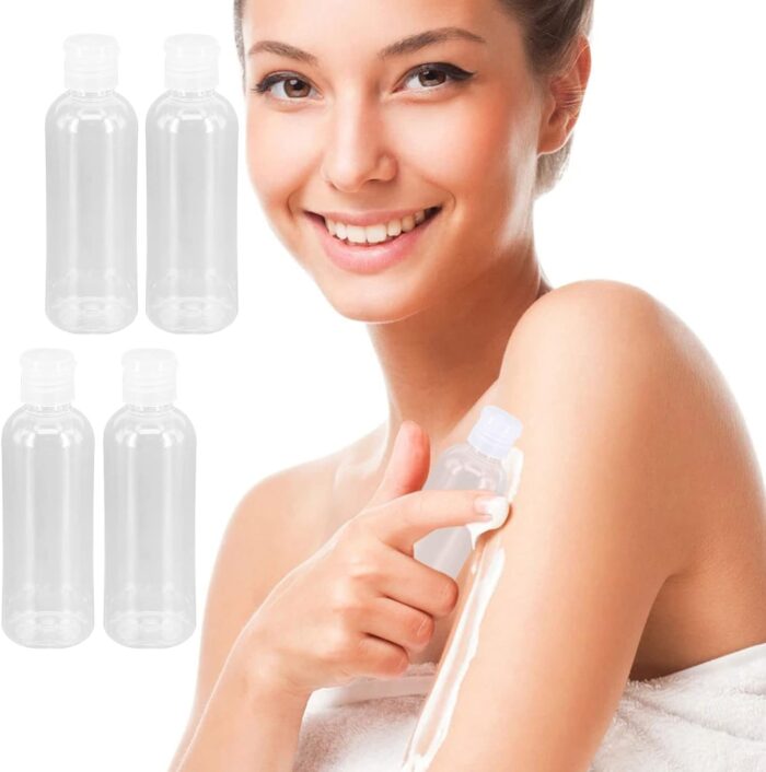 4Pcs Clear Plastic Travel Bottles 100ml Travel Bottles Set for Toiletries Leak Proof Cosmetic Travel Container Refillable Travel Size Bottle Empty Squeeze Bottles for Shampoo Lotion Liquid Conditioner - Image 6