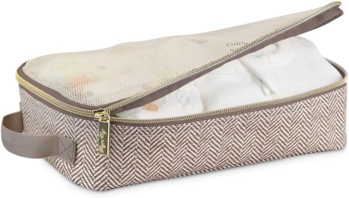 Itzy Ritzy Packing Cubes For Travel – Set of 3 Packing Cubes or Travel Organizers; Each Travel Cube Features a Mesh Top, Double Zippers and a Fabric Handle (Taupe) - Image 5