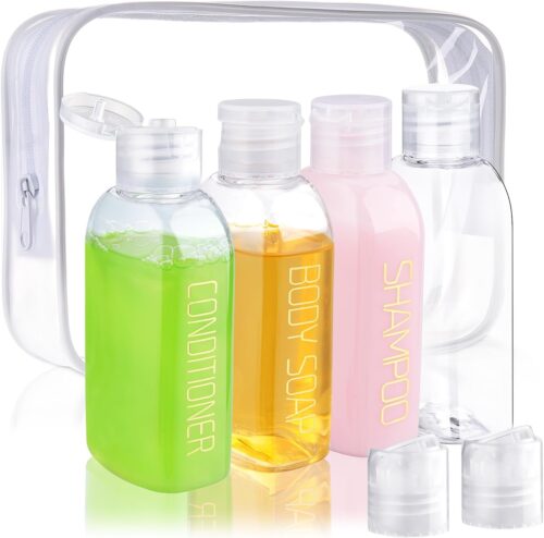 Cosywell Leakproof Squeeze Bottles Travel Kit - 4pc 3.4 oz TSA Approved for Shampoo, Conditioner and Toiletries