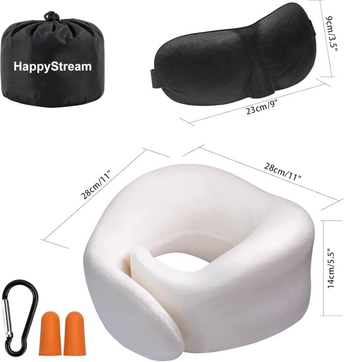 Travel Pillow, Comfortable Memory Foam Neck Pillow. Ergonomic U Shape Pillow for Flying Airplane Train Car Office Home. Washable Cotton Cover. (Dark Gray) - Image 2