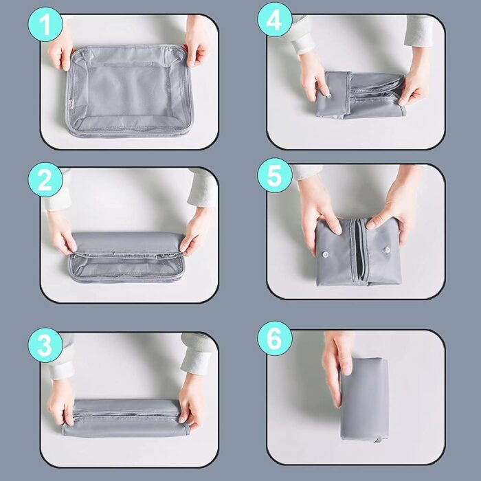 YOLOK 9 Set Packing Cubes Travel Luggage Waterproof Organizers Luggage Organizers with Hanging Toiletry Bag, Multi-Functional Clothing Sorting Packages,Travel Packing （Grey） - Image 4