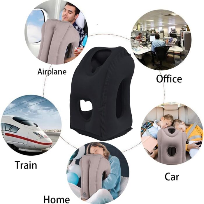 AIEKOO Travel Pillow Inflatable Airplane Neck Pillow Portable Neck and Head Support Pillow for Sleeping on Airplanes, Trains, Cars and Office Napping Use Blue - Image 3
