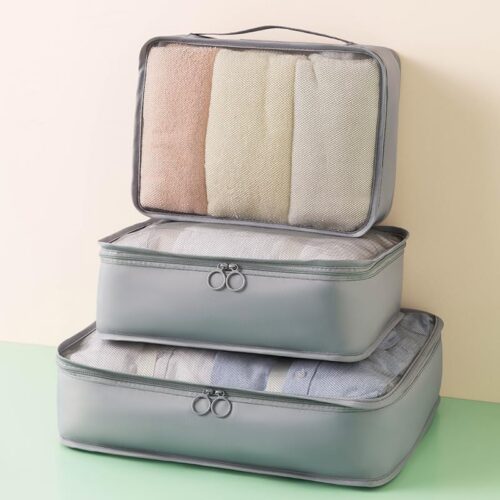 3 PCS Travel Storage Bags Packing Organizers Lightweight Waterproof Compression Pouches Packing Cubes for Clothes,bags (Gray)