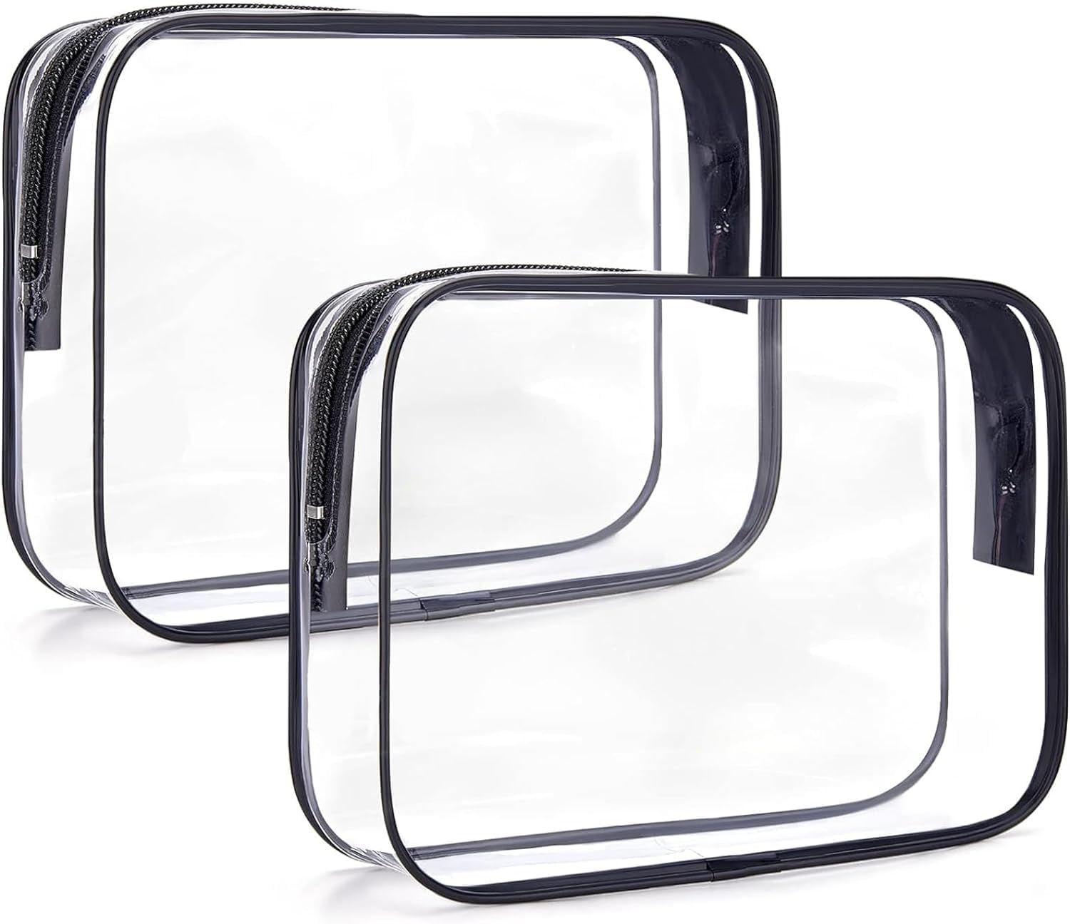 Clear Travel Toiletry Bag TSA Approved Liquids Bags Carry-on Toiletries Bag with Zipper Quart Size Clear Makeup Bag Cosmetic Bag Travel Essentials Black(2 Pack)