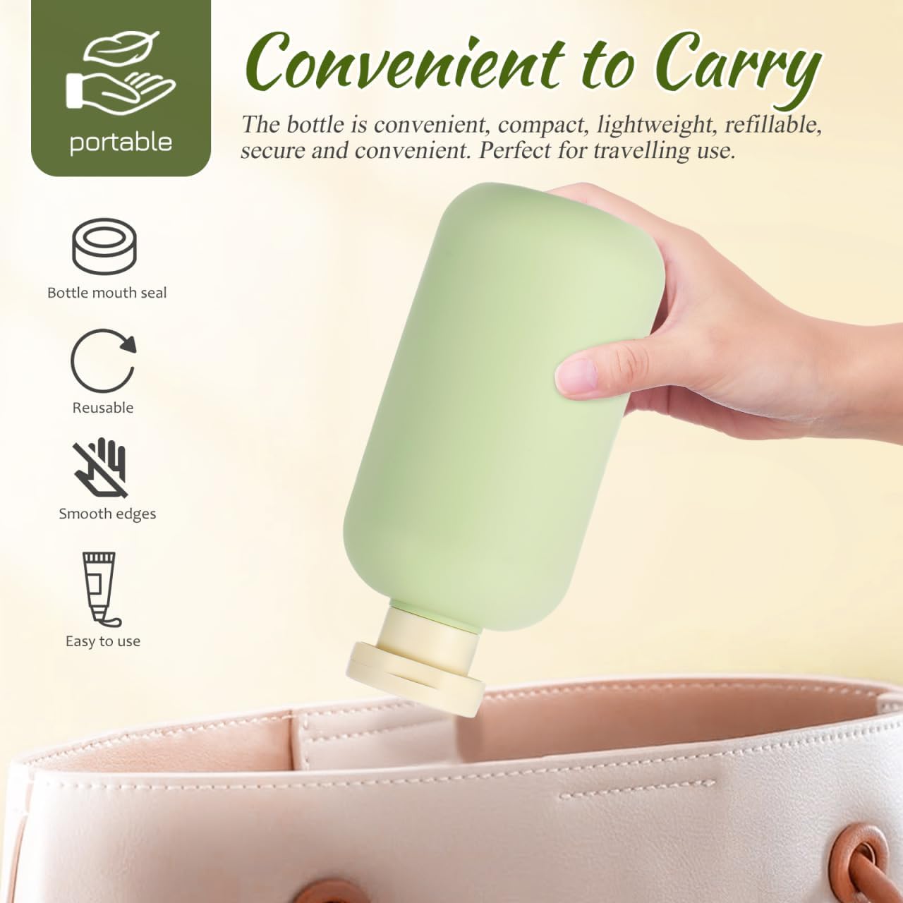 Kichvoe 300ML Refillable Shampoo Conditioner Bottle Squeeze Bottles with Flip Cap Green Shower Bottles Plastic Travel Bottles for Lotion-3PCS - Image 3