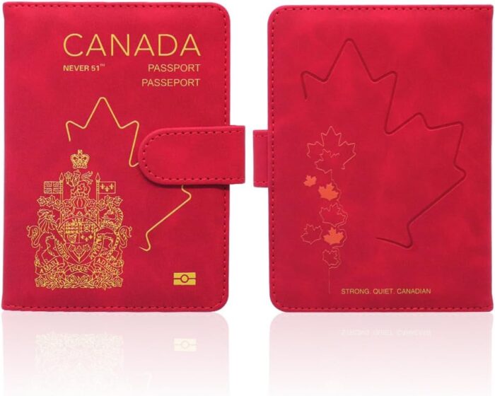 Alantino RFID Blocking Passport Holder - PU Leather Travel Passport Wallet & Organizer with Magnetic Closure – Compact Passport Cover for Men & Women (Red) - Image 4